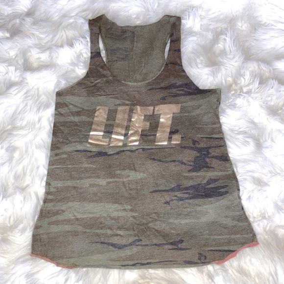 LIFT Gold Camo Racerback Graphic Tank Top - Picture 6 of 12